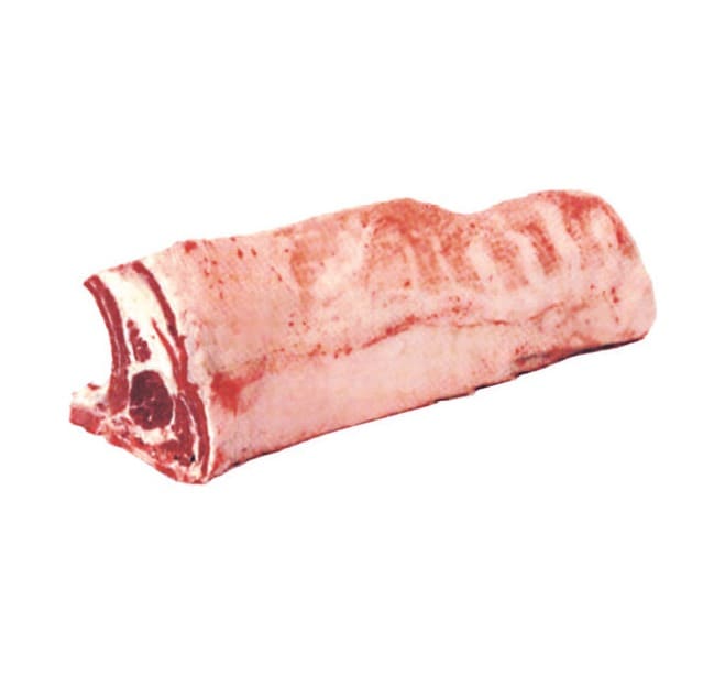 A lamb loin, half saddle, bone-in